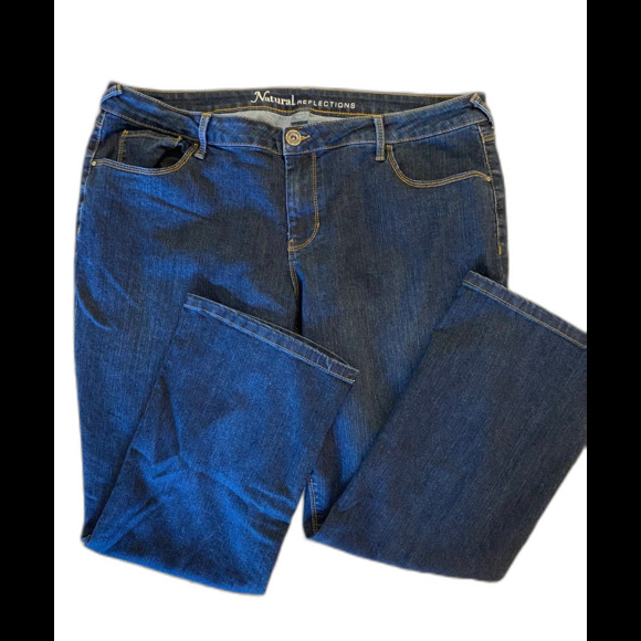 Natural Reflections Dark Blue Womens Denim Jeans Size  18WP Stretch Waist EUC - Picture 1 of 9